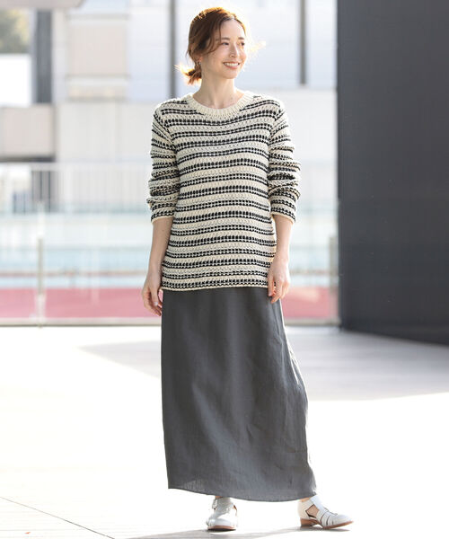 Demi-Luxe BEAMS（デミルクス ビームス）の「Demi-Luxe BEAMS / リネン Aラインスカート（スカート・レディース・ラベンダー/チャコールグレー・36/38）」の12枚目の写真