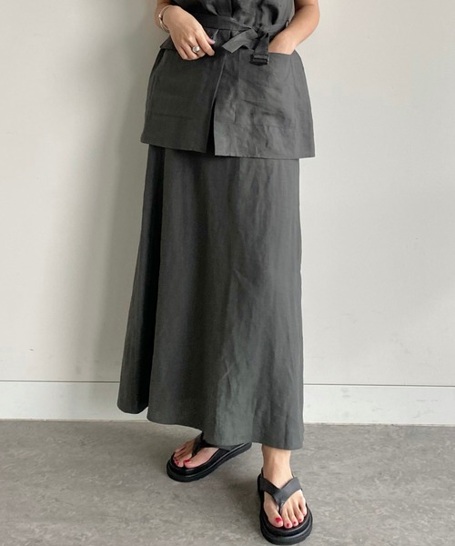 Demi-Luxe BEAMS（デミルクス ビームス）の「Demi-Luxe BEAMS / リネン Aラインスカート（スカート・レディース・ラベンダー/チャコールグレー・36/38）」の2枚目の写真