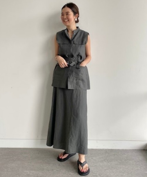 Demi-Luxe BEAMS（デミルクス ビームス）の「Demi-Luxe BEAMS / リネン Aラインスカート（スカート・レディース・ラベンダー/チャコールグレー・36/38）」の19枚目の写真