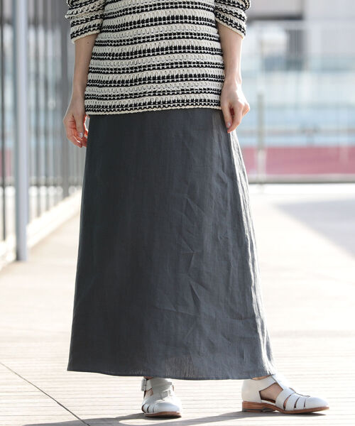 Demi-Luxe BEAMS（デミルクス ビームス）の「Demi-Luxe BEAMS / リネン Aラインスカート（スカート・レディース・ラベンダー/チャコールグレー・36/38）」の21枚目の写真