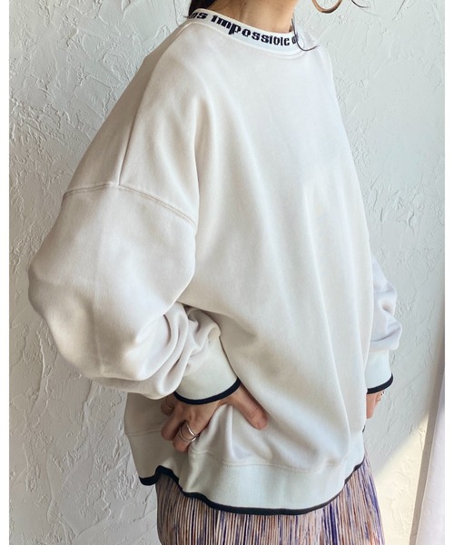 She's Closet（シーズクローゼット）の「裏毛ビッグシルエット襟ロゴプリント配色長袖プルオーバースウェット（スウェット・レディース・ブラック/アイボリー/ミント/オートミール・FREE）」の5枚目の写真