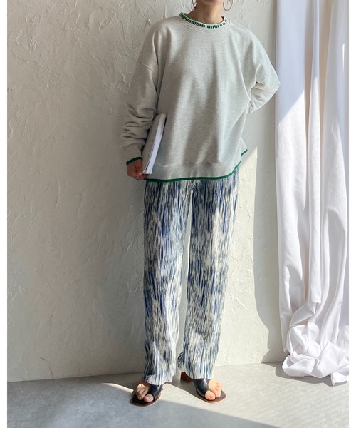 She's Closet（シーズクローゼット）の「裏毛ビッグシルエット襟ロゴプリント配色長袖プルオーバースウェット（スウェット・レディース・ブラック/アイボリー/ミント/オートミール・FREE）」の12枚目の写真