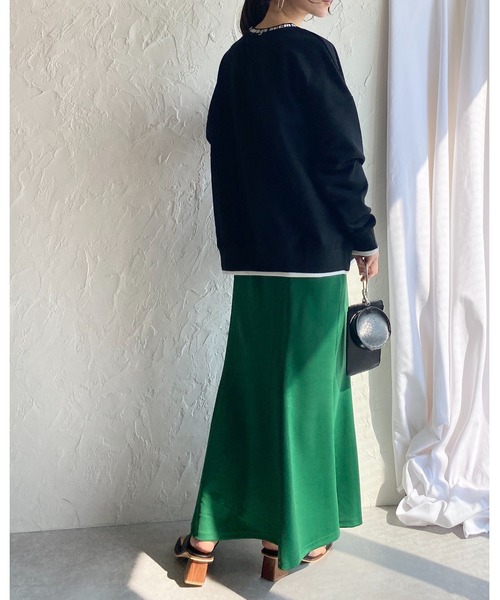 She's Closet（シーズクローゼット）の「裏毛ビッグシルエット襟ロゴプリント配色長袖プルオーバースウェット（スウェット・レディース・ブラック/アイボリー/ミント/オートミール・FREE）」の16枚目の写真