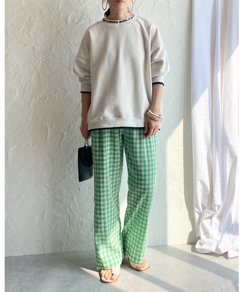 She's Closet（シーズクローゼット）の「裏毛ビッグシルエット襟ロゴプリント配色長袖プルオーバースウェット（スウェット・レディース・ブラック/アイボリー/ミント/オートミール・FREE）」の18枚目の写真