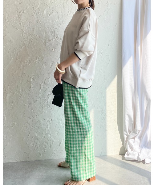 She's Closet（シーズクローゼット）の「裏毛ビッグシルエット襟ロゴプリント配色長袖プルオーバースウェット（スウェット・レディース・ブラック/アイボリー/ミント/オートミール・FREE）」の19枚目の写真