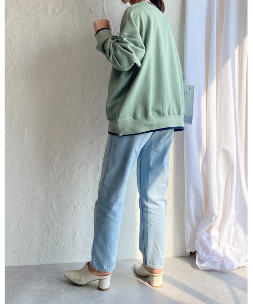 She's Closet（シーズクローゼット）の「裏毛ビッグシルエット襟ロゴプリント配色長袖プルオーバースウェット（スウェット・レディース・ブラック/アイボリー/ミント/オートミール・FREE）」の21枚目の写真