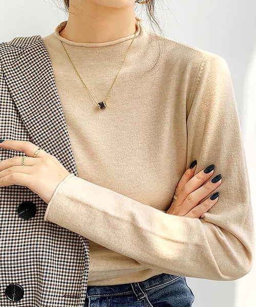 Dita(ディータ)の「【手触りやわらか】スノータッチハーフネックニットトップス(ニット/セーター・レディース・ホワイト/ライトグレー/ブラック/ベージュ/オリーブ/ブルー/ライラック/レモンイエロー・M/L)」の14枚目の写真