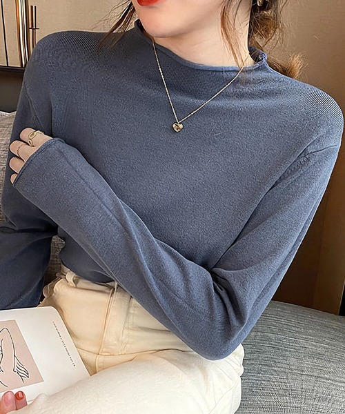 Dita(ディータ)の「【手触りやわらか】スノータッチハーフネックニットトップス(ニット/セーター・レディース・ホワイト/ライトグレー/ブラック/ベージュ/オリーブ/ブルー/ライラック/レモンイエロー・M/L)」の11枚目の写真