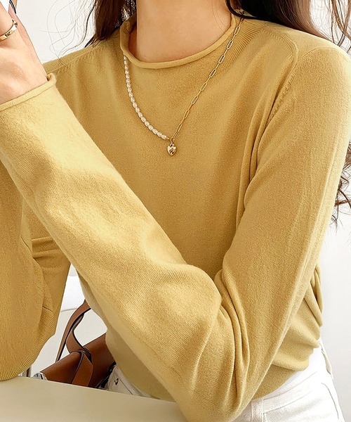 Dita(ディータ)の「【手触りやわらか】スノータッチハーフネックニットトップス(ニット/セーター・レディース・ホワイト/ライトグレー/ブラック/ベージュ/オリーブ/ブルー/ライラック/レモンイエロー・M/L)」の19枚目の写真