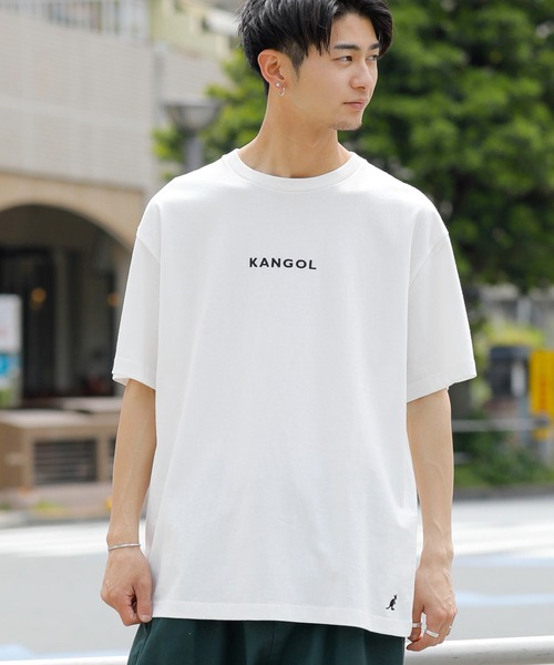 KANGOL(カンゴール)の「KANGOL × A.S.M コラボ 16/- USAコットン オーバーサイズ ロゴ 刺繍 半袖 Tシャツ(Tシャツ/カットソー・メンズ・サックスブルー/ブラック/ブラック系その他/ベージュ/スモークピンク/ホワイト/グレイッシュベージュ/ブラック×ホワイト/ホワイト×ブラック・48/50/52)」の2枚目の写真