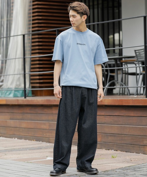 KANGOL(カンゴール)の「KANGOL × A.S.M コラボ 16/- USAコットン オーバーサイズ ロゴ 刺繍 半袖 Tシャツ(Tシャツ/カットソー・メンズ・サックスブルー/ブラック/ブラック系その他/ベージュ/スモークピンク/ホワイト/グレイッシュベージュ/ブラック×ホワイト/ホワイト×ブラック・48/50/52)」の21枚目の写真