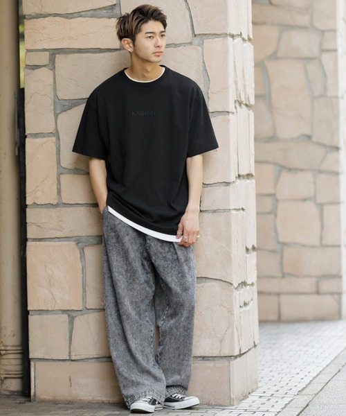 KANGOL(カンゴール)の「KANGOL × A.S.M コラボ 16/- USAコットン オーバーサイズ ロゴ 刺繍 半袖 Tシャツ(Tシャツ/カットソー・メンズ・サックスブルー/ブラック/ブラック系その他/ベージュ/スモークピンク/ホワイト/グレイッシュベージュ/ブラック×ホワイト/ホワイト×ブラック・48/50/52)」の11枚目の写真