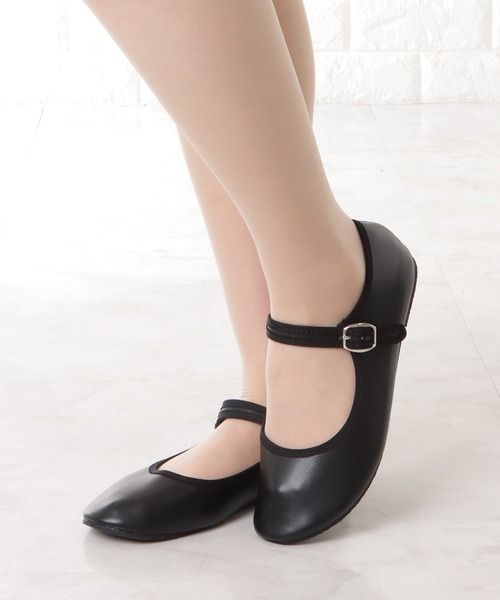 Lace Ladies（レースレディース）の「ストラップ付 ぺたんこ パンプス カンフーシューズ（バレエシューズ・レディース・ブラック系1/ブラック系2・23/24/25/22.5/24.5/23.5）」の4枚目の写真