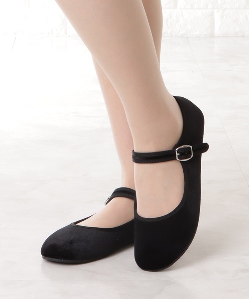 Lace Ladies（レースレディース）の「ストラップ付 ぺたんこ パンプス カンフーシューズ（バレエシューズ・レディース・ブラック系1/ブラック系2・23/24/25/22.5/24.5/23.5）」の12枚目の写真