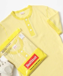 Tシャツ/カットソー（イエロー/黄色系・ヘンリーネック）ファッション 