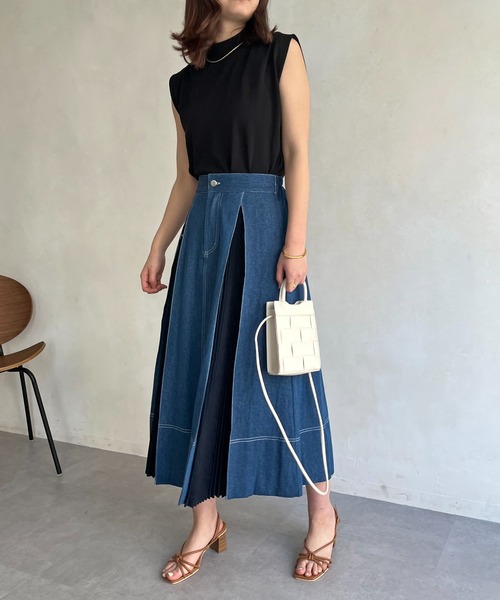 プリーツ切り替えデニムスカート（デニムスカート）｜prose verse