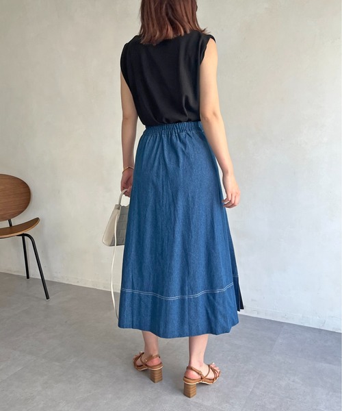 prose verse（プロズヴェール）の「プリーツ切り替えデニムスカート（デニムスカート・レディース・ネイビー/ブルー・MEDIUM）」の10枚目の写真