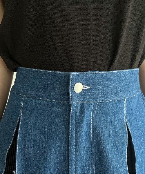 prose verse（プロズヴェール）の「プリーツ切り替えデニムスカート（デニムスカート・レディース・ネイビー/ブルー・MEDIUM）」の22枚目の写真