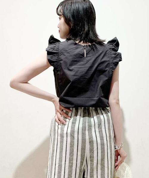 Reni フリルノースリーブシャツ 黒 超美品 楽天市場】フリル ブラウス 