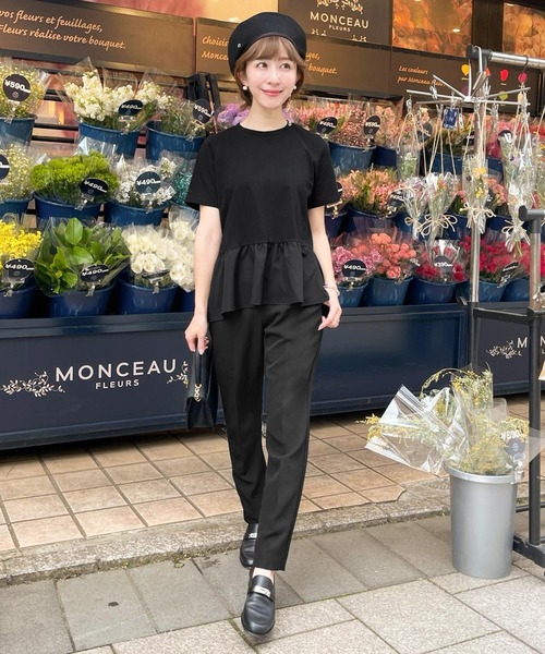 KOBE LETTUCE（コウベレタス）の「ハイウエストタックテーパードパンツ（スラックス・レディース・サックスブルー/ライトピンク/オフホワイト/グリーン系/ブラック・S/M）」の16枚目の写真