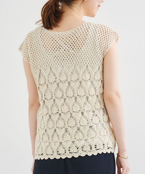 le.coeur blanc（ルクールブラン）の「ハンドクロシェフレンチプルオーバー（ニット/セーター・レディース・カーキオリーブ/アイボリー・38）」の3枚目の写真