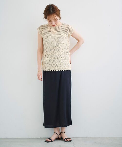 le.coeur blanc（ルクールブラン）の「ハンドクロシェフレンチプルオーバー（ニット/セーター・レディース・カーキオリーブ/アイボリー・38）」の5枚目の写真