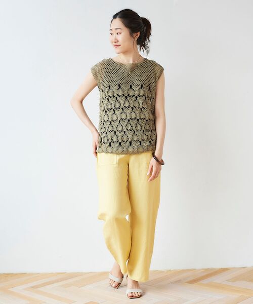 le.coeur blanc（ルクールブラン）の「ハンドクロシェフレンチプルオーバー（ニット/セーター・レディース・カーキオリーブ/アイボリー・38）」の4枚目の写真