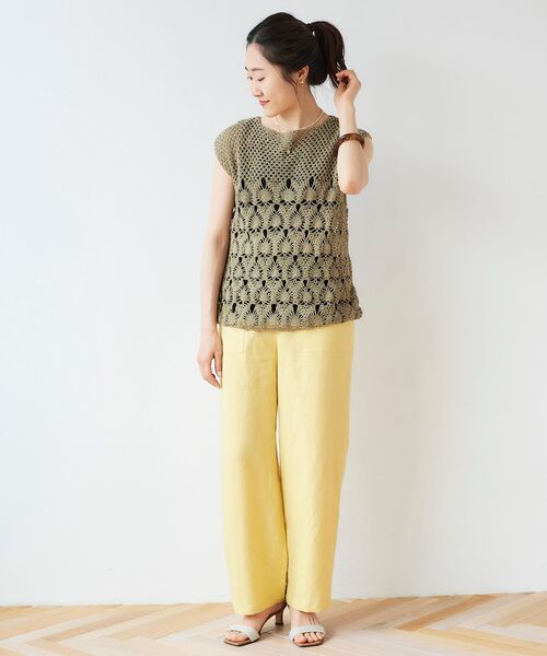 le.coeur blanc（ルクールブラン）の「ハンドクロシェフレンチプルオーバー（ニット/セーター・レディース・カーキオリーブ/アイボリー・38）」の6枚目の写真