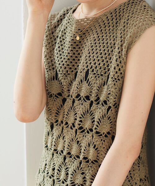 le.coeur blanc（ルクールブラン）の「ハンドクロシェフレンチプルオーバー（ニット/セーター・レディース・カーキオリーブ/アイボリー・38）」の18枚目の写真