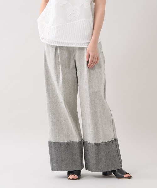 Paradise Picnic（パラダイスピクニック）の「doll up oops ナローウエストデニムワイド（デニムパンツ・レディース・ライトグレー/ネイビー・FREE）」の2枚目の写真