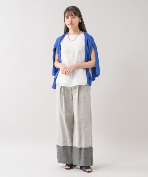 Paradise Picnic（パラダイスピクニック）の「doll up oops ナローウエストデニムワイド（デニムパンツ・レディース・ライトグレー/ネイビー・FREE）」の19枚目の写真