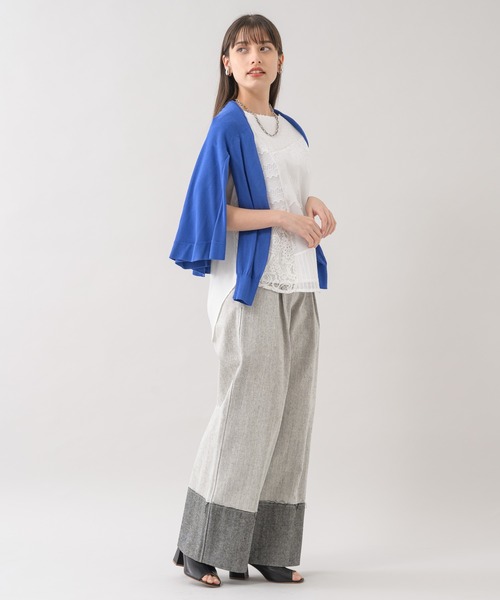 Paradise Picnic（パラダイスピクニック）の「doll up oops ナローウエストデニムワイド（デニムパンツ・レディース・ライトグレー/ネイビー・FREE）」の15枚目の写真