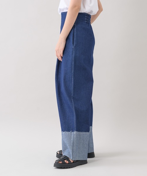 Paradise Picnic（パラダイスピクニック）の「doll up oops ナローウエストデニムワイド（デニムパンツ・レディース・ライトグレー/ネイビー・FREE）」の17枚目の写真