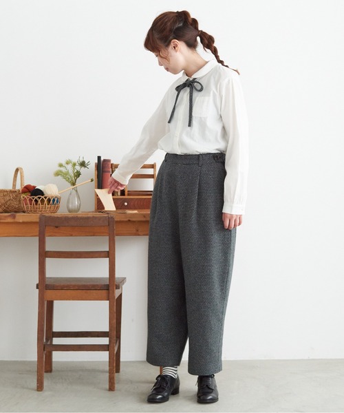 chambre de charme（シャンブルドゥシャーム）の「cdc ウール/リネン plaidチェック ボタンパンツ（その他パンツ・レディース・ネイビー/グレー・FREE）」の12枚目の写真