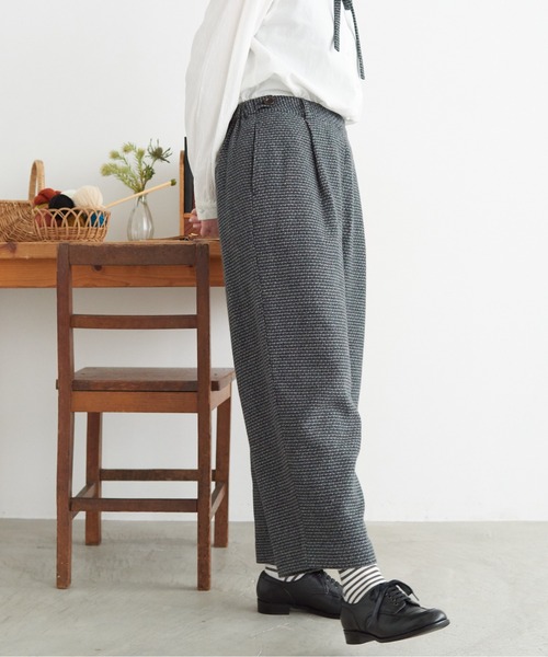 chambre de charme（シャンブルドゥシャーム）の「cdc ウール/リネン plaidチェック ボタンパンツ（その他パンツ・レディース・ネイビー/グレー・FREE）」の17枚目の写真