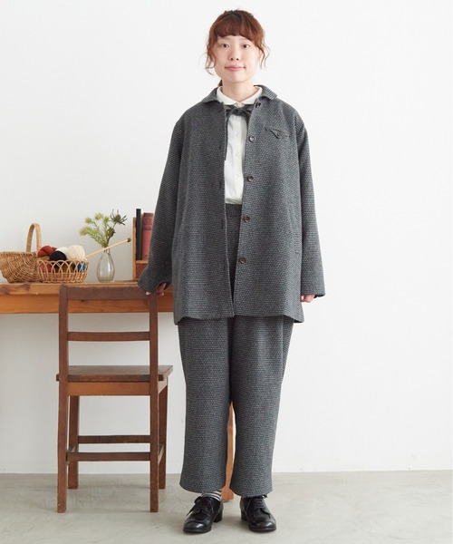 chambre de charme（シャンブルドゥシャーム）の「cdc ウール/リネン plaidチェック ボタンパンツ（その他パンツ・レディース・ネイビー/グレー・FREE）」の18枚目の写真