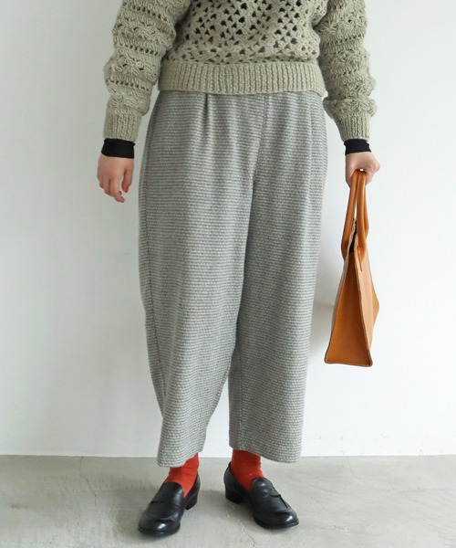 chambre de charme（シャンブルドゥシャーム）の「cdc ウール/リネン plaidチェック ボタンパンツ（その他パンツ・レディース・ネイビー/グレー・FREE）」の3枚目の写真