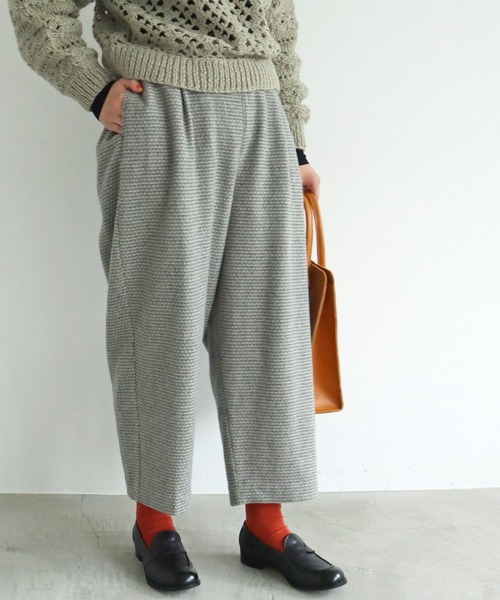 chambre de charme（シャンブルドゥシャーム）の「cdc ウール/リネン plaidチェック ボタンパンツ（その他パンツ・レディース・ネイビー/グレー・FREE）」の5枚目の写真