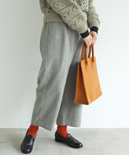 chambre de charme（シャンブルドゥシャーム）の「cdc ウール/リネン plaidチェック ボタンパンツ（その他パンツ・レディース・ネイビー/グレー・FREE）」の6枚目の写真