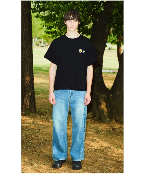 MISTERCHILD（ミスターチャイルド）の「A'GEM/9 × .kom『MISTER CHILD/ミスターチャイルド』DOUBLE LOGO T SHIRTS/ ダブル スマイル ロゴ 半袖 Tシャツ カットソー（Tシャツ/カットソー・メンズ・ホワイト/ブラック/パープル・L）」の5枚目の写真