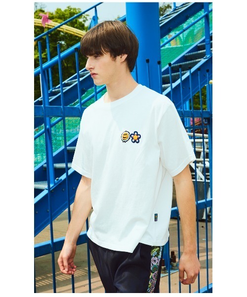 MISTERCHILD（ミスターチャイルド）の「A'GEM/9 × .kom『MISTER CHILD/ミスターチャイルド』DOUBLE LOGO T SHIRTS/ ダブル スマイル ロゴ 半袖 Tシャツ カットソー（Tシャツ/カットソー・メンズ・ホワイト/ブラック/パープル・L）」の18枚目の写真