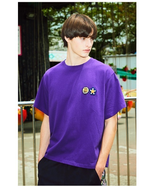 MISTERCHILD（ミスターチャイルド）の「A'GEM/9 × .kom『MISTER CHILD/ミスターチャイルド』DOUBLE LOGO T SHIRTS/ ダブル スマイル ロゴ 半袖 Tシャツ カットソー（Tシャツ/カットソー・メンズ・ホワイト/ブラック/パープル・L）」の22枚目の写真