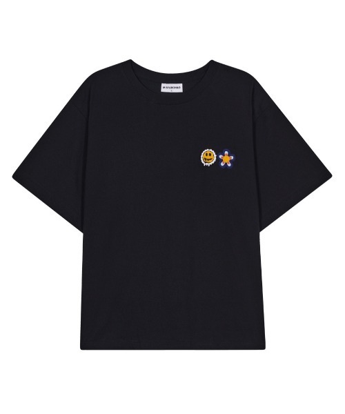 MISTERCHILD（ミスターチャイルド）の「A'GEM/9 × .kom『MISTER CHILD/ミスターチャイルド』DOUBLE LOGO T SHIRTS/ ダブル スマイル ロゴ 半袖 Tシャツ カットソー（Tシャツ/カットソー・メンズ・ホワイト/ブラック/パープル・L）」の6枚目の写真