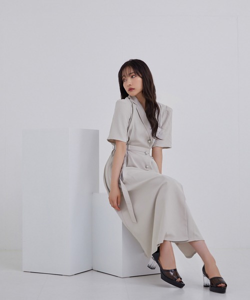 ANDGEEBEE（アンジービー）の「ビジュージャケットワンピ（ワンピース・レディース・グレー/ブラック×ホワイト・MEDIUM）」の9枚目の写真