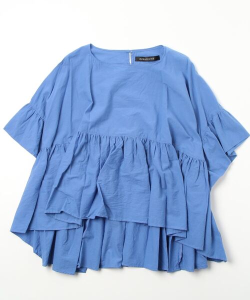 mizuiroind(ミズイロインド)の「mizuiro ind ボートネックワイドギャザープルオーバー(その他トップス・レディース・ブルー/オフホワイト/グレー/ブラック・FREE)」の1枚目の写真