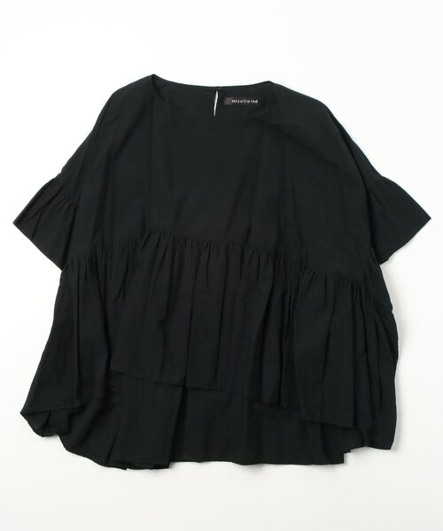 mizuiroind(ミズイロインド)の「mizuiro ind ボートネックワイドギャザープルオーバー(その他トップス・レディース・ブルー/オフホワイト/グレー/ブラック・FREE)」の3枚目の写真