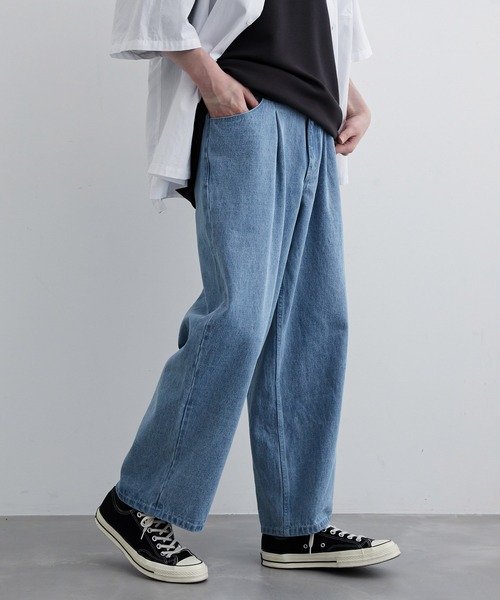 JUNRED(ジュンレッド)の「ワンタックデニムバギーパンツ(デニムパンツ・メンズ・サックスブルー/ブルー/ホワイト系その他・S/M/L)」の3枚目の写真