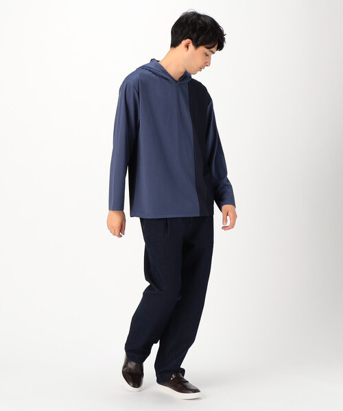 COMME CA ISM（コムサイズム）の「パッチワーク フード付きＴシャツ（Tシャツ/カットソー・メンズ・ブラック/ネイビー/ブラウン・MEDIUM/LARGE）」の5枚目の写真