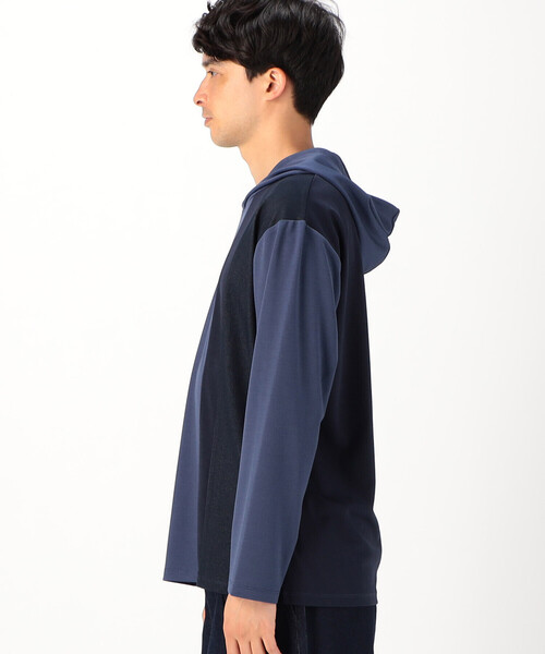 COMME CA ISM（コムサイズム）の「パッチワーク フード付きＴシャツ（Tシャツ/カットソー・メンズ・ブラック/ネイビー/ブラウン・MEDIUM/LARGE）」の10枚目の写真