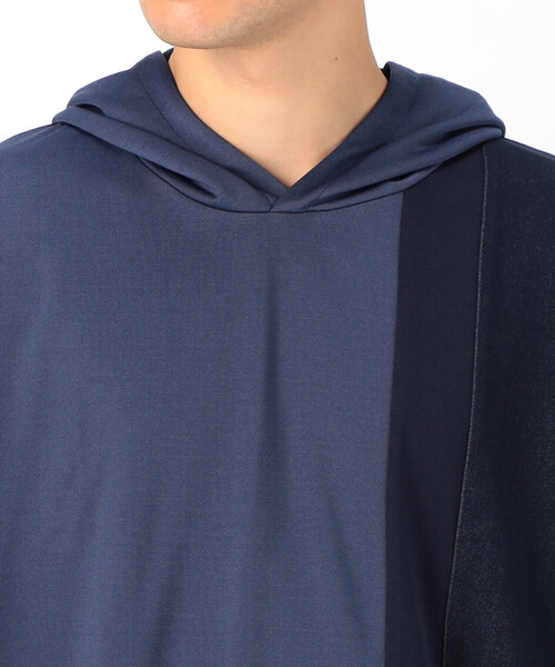 COMME CA ISM（コムサイズム）の「パッチワーク フード付きＴシャツ（Tシャツ/カットソー・メンズ・ブラック/ネイビー/ブラウン・MEDIUM/LARGE）」の12枚目の写真